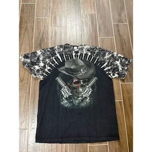 Jay's Rock brand Skulls Studded Tie-Dye Black T Shirt Mens 2XL